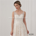 Elegant Vestido De Renda Lace Sleeveless Open Back A Line Bridal Gown Wedding Dress